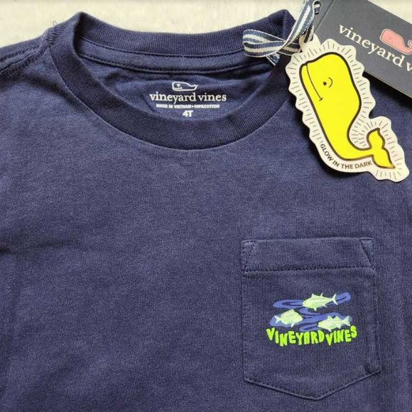 New boys 6 Vineyard Vines night fishing glow in the dark long sleeve pocket tee - Picture 4 of 5